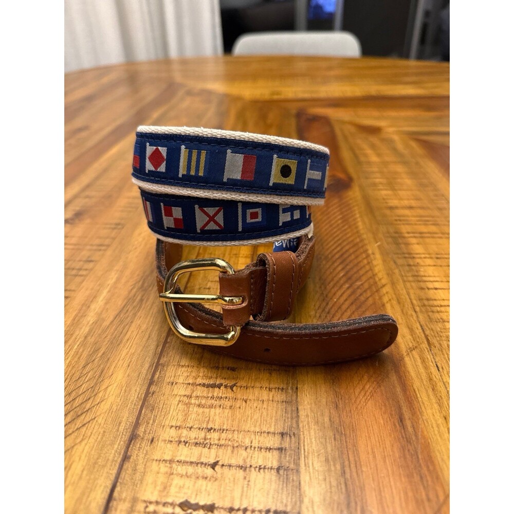 Vintage Retro West Marine White Code Flag Ribbon Belt Men’s 38 Made in USA